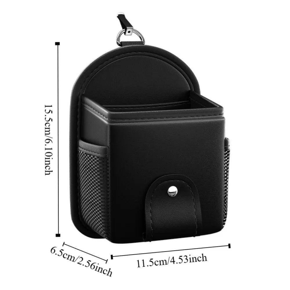 Hanging Car Storage Bag with Hook Multifunctional Leather Organizer Box Universal Premium Car Air Outlet Debris Bag Zpaxo