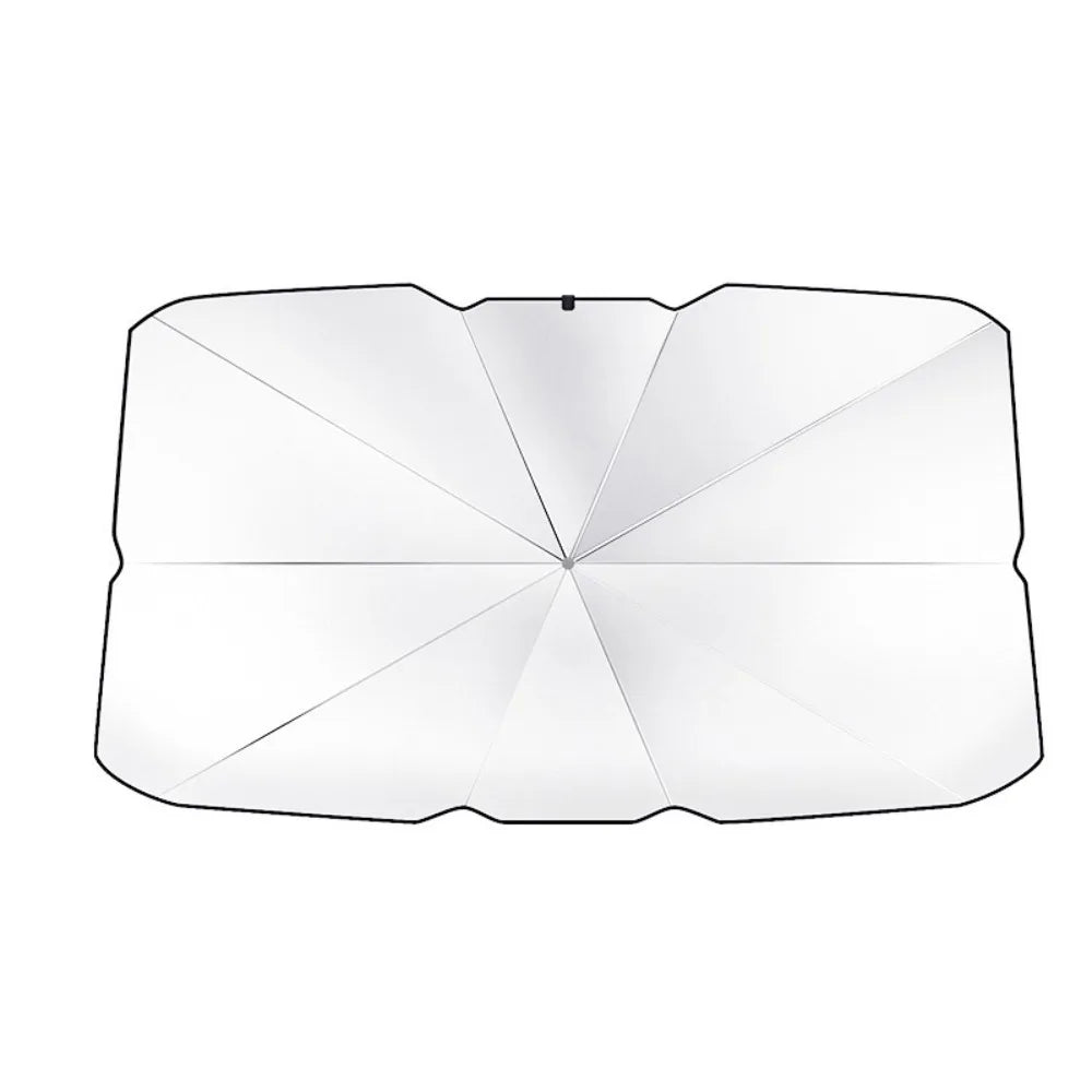 Retractable Car Parasol Folding Portable Umbrella Thermal Insulation Zpaxo small-Silver print