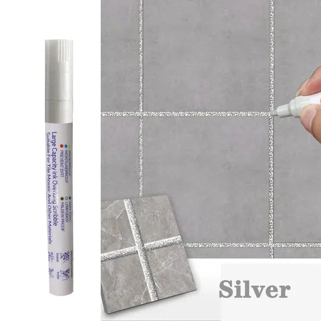 Waterproof Tile Marker Grout Pen Wall Seam for Floor Bathroom Kitchen Toilet Wall Seam Repair Black White Gold Silver Beige Zpaxo Silver