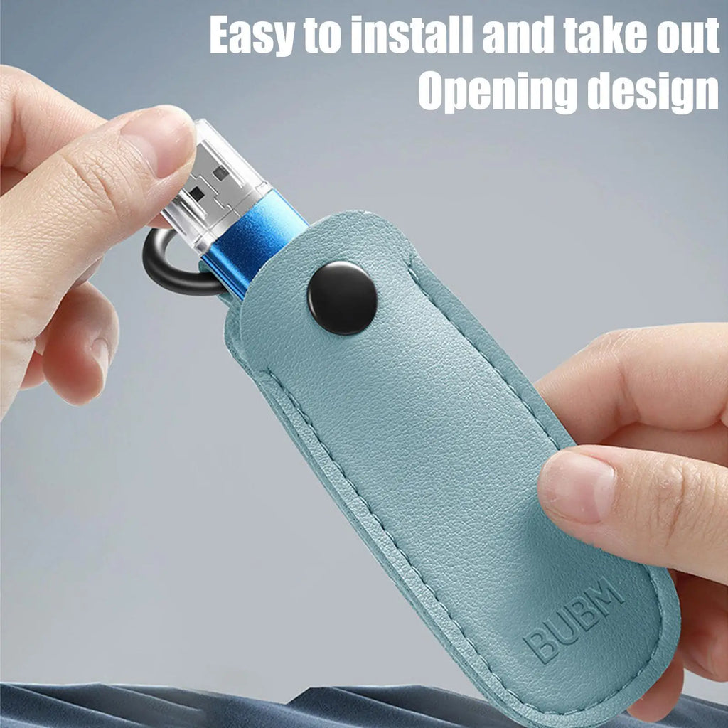 PU Leather U Disk Pouch Protective Cover Anti Lost Flash Drive Case