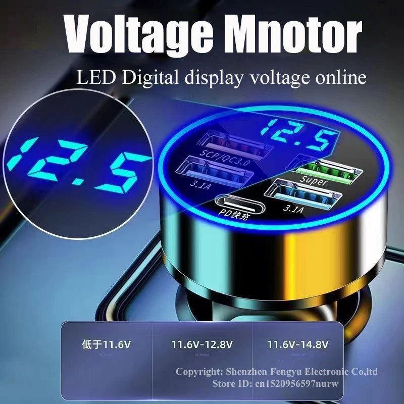USB Car Charger C 150W 5 Port PD Fast Charging Adapter Iphone 13 Max