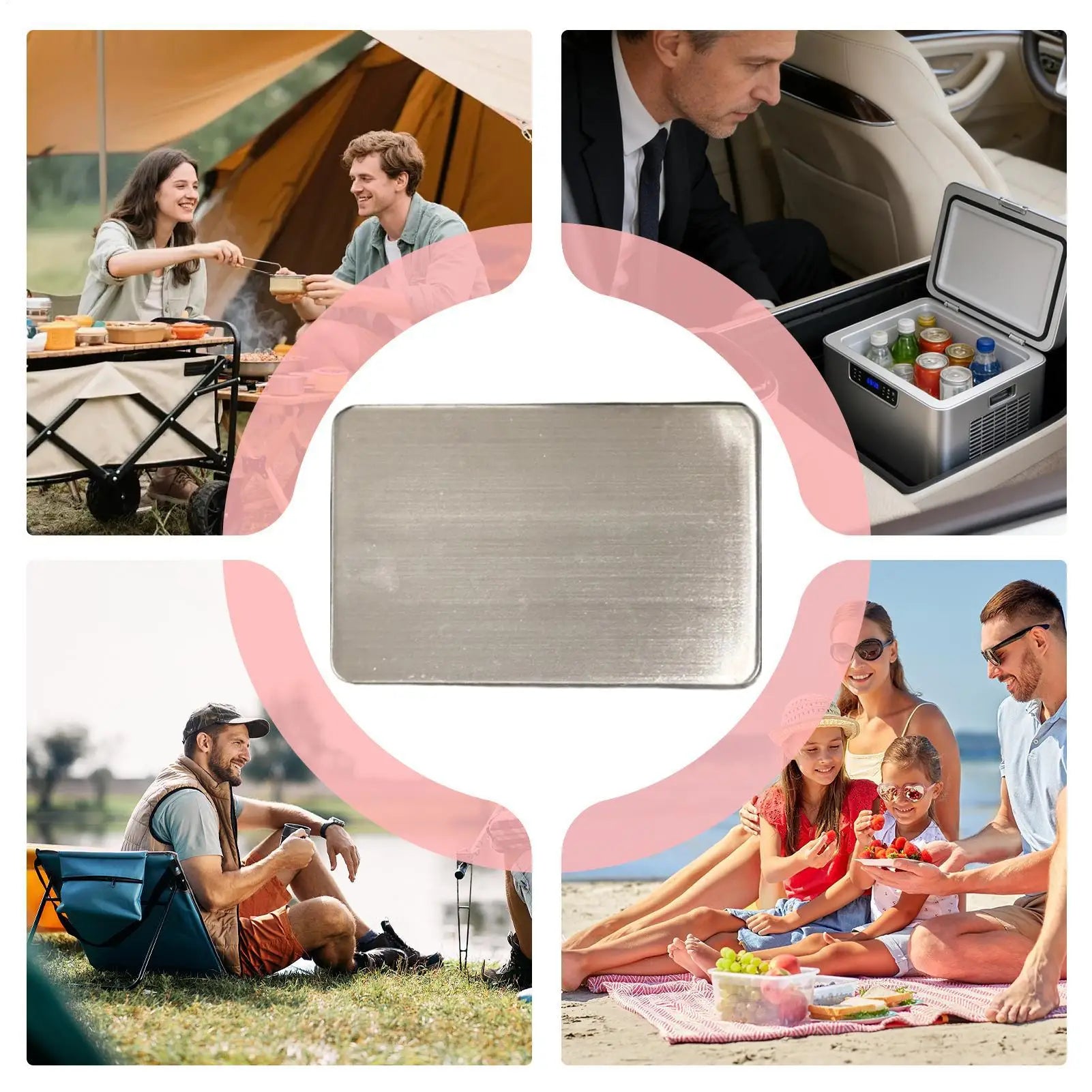Ice Stainless Steel Reusable Food Cooling Lunch Box Plate Women Men