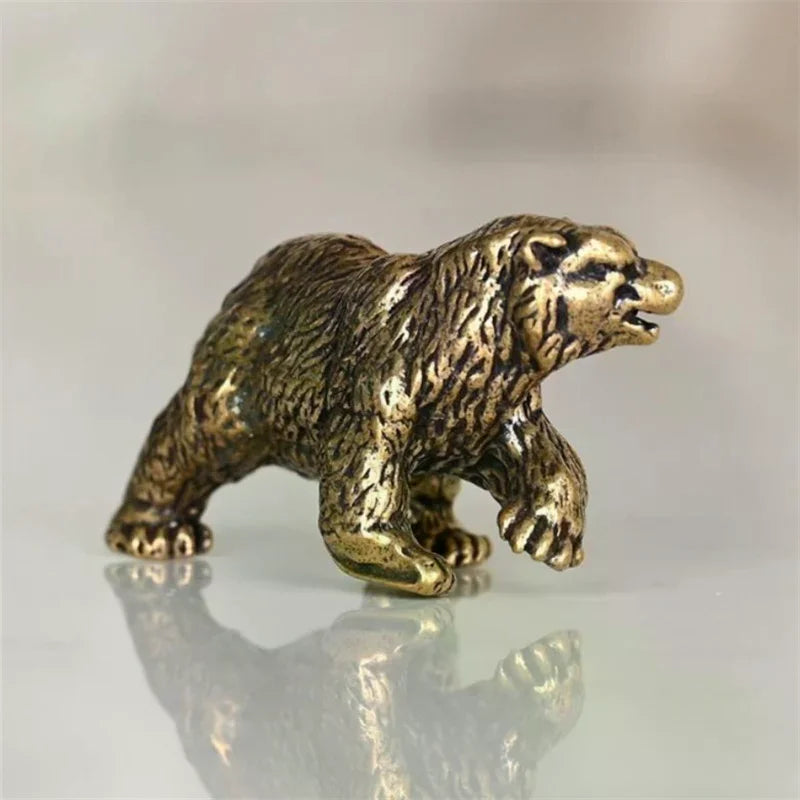 Animal Figurines Miniatures Children Toy Gifts Brass Cute Small Bear Statue Office Desk Ornaments Decorations Crafts Collections Zpaxo