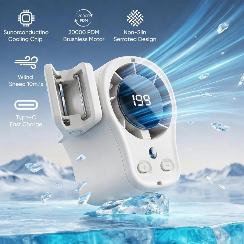 Clip-On Semiconductor Cooling Fan | USB Rechargeable, LED Display