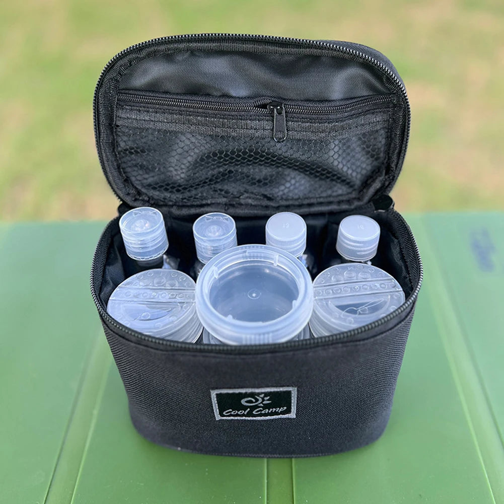 Portable Spice Container Carry Bag Salt Pepper Shaker Jars Camping