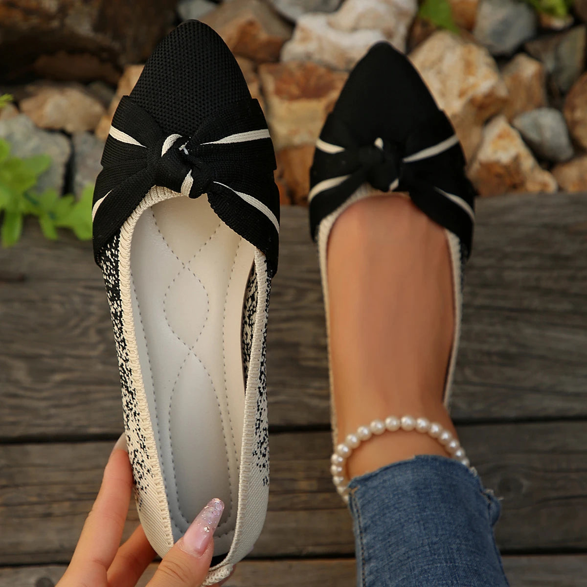 Women Flats Fashion Lightweight Flat Shoes Slip on Women Shoes Retro 2026 New Sneakers Soft Luxury Plus Size Shoes for Women Zpaxo black 41