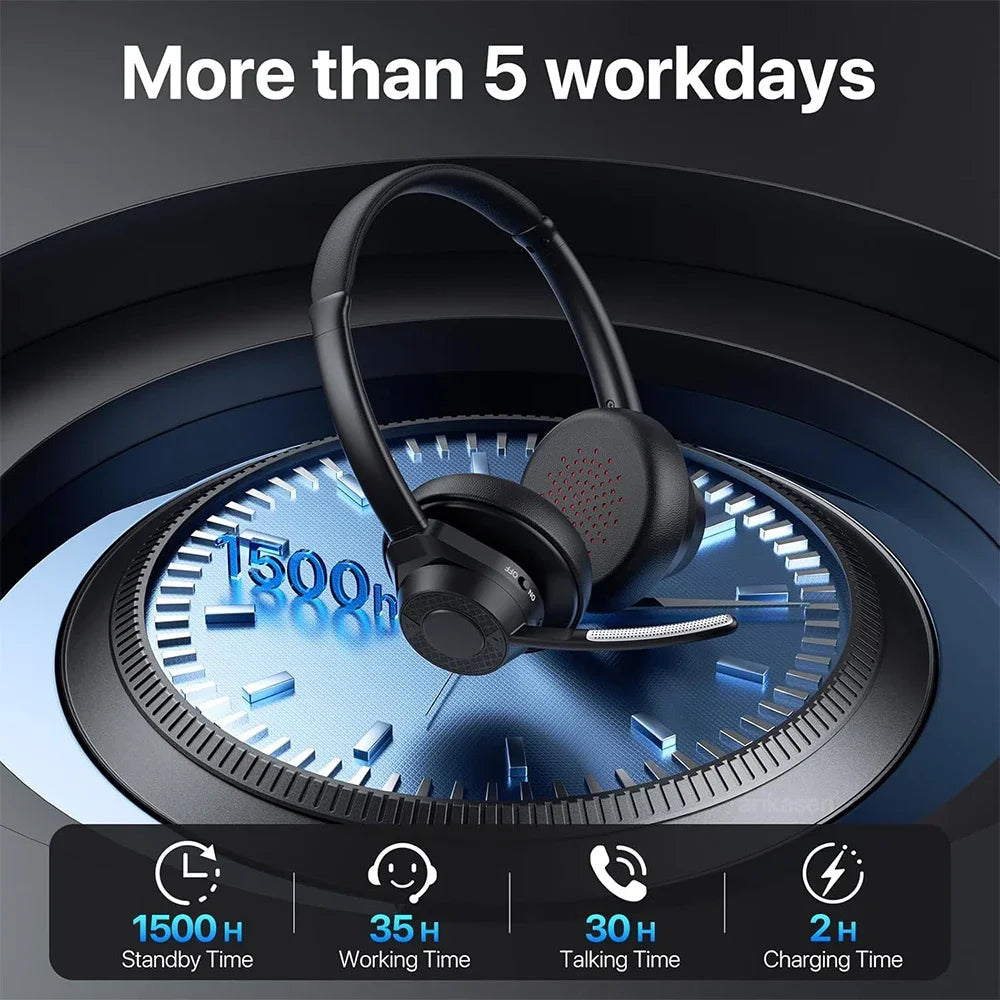 Wireless Bluetooth Headset 5 4 Headphones Microphone Noise Canceling