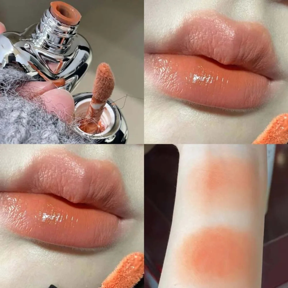Peach Heart Silky Matte Lipstick Velvet Blush Lip Gloss Face Liquid