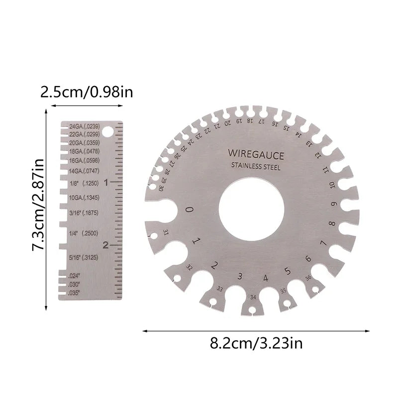 0-36 Round AWG SWG Wire Gauge Thickness Ruler Diameter Stainless Zpaxo