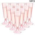 10Pcs/lot Plastic Flutes Cups Pink Champagne Cup Disposable Wedding Birthday Party Supplies Bar Drink Red Wine Ice Cream Cup Zpaxo 10PCS