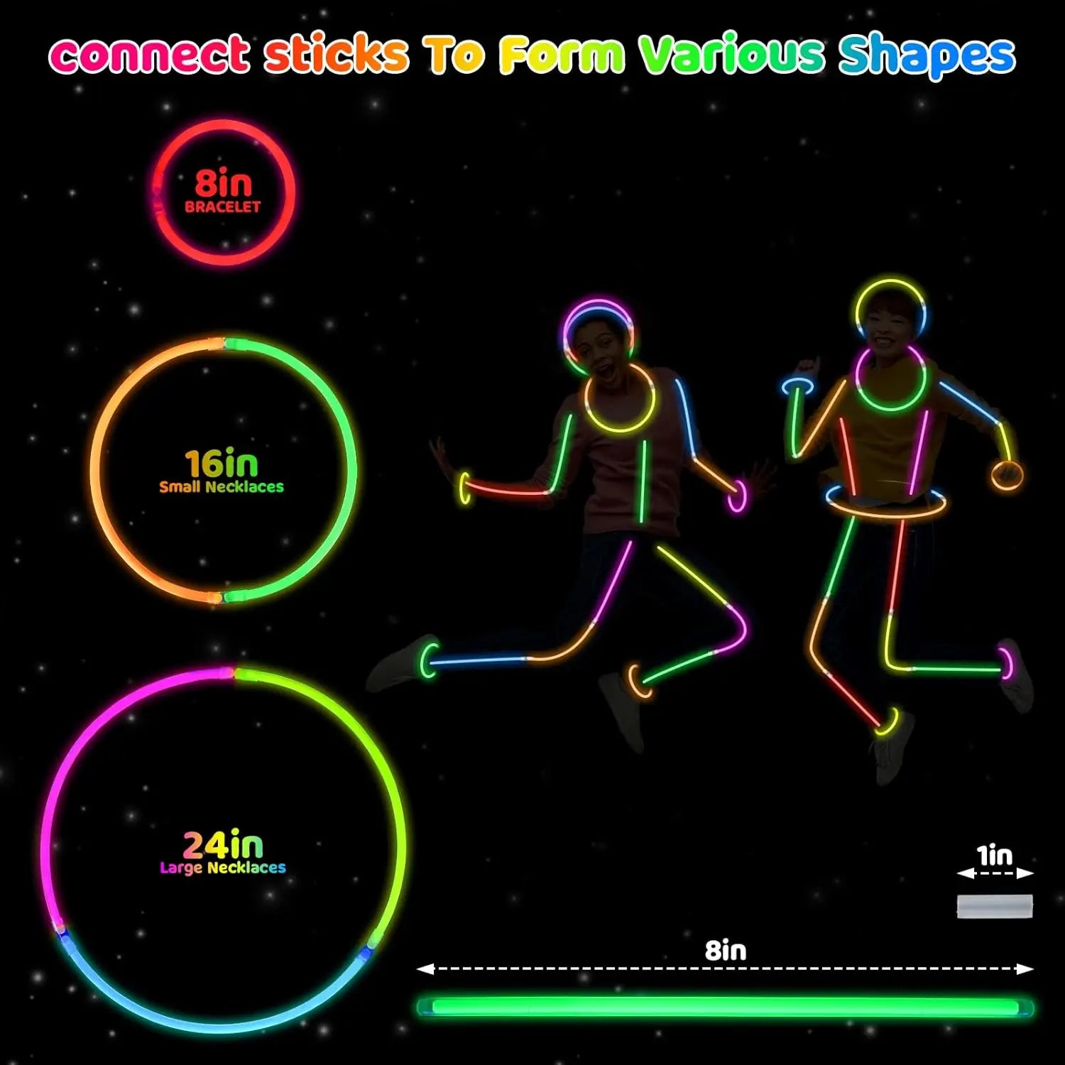 Multicolors Luminous Glow Stick Connector Fluorescence Sticks Neon