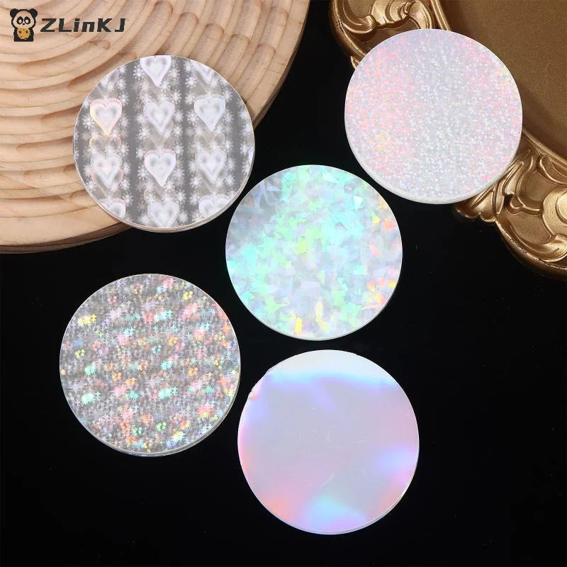 ▶100pcs 7cm/2.75in Transparent Laser Star Heart Pattern Badge Film Protective Covers for DIY Badge Maker Part Tools Zpaxo