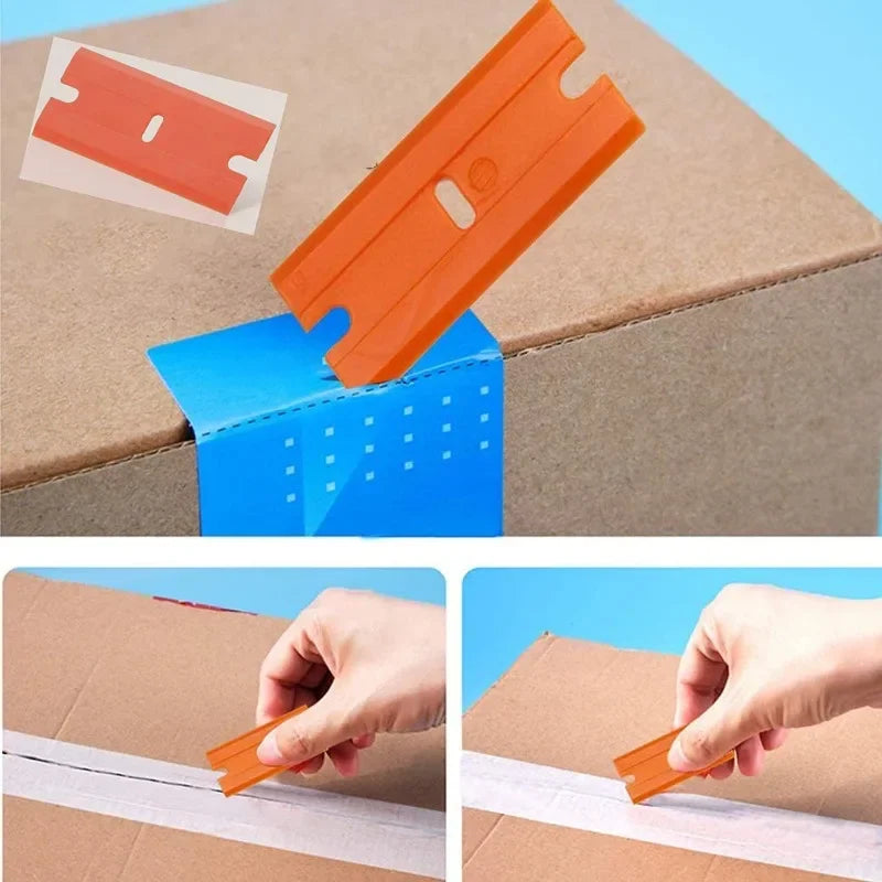 100-Pack Plastic Razor Blades – Sticker & Glue Scraper Tool