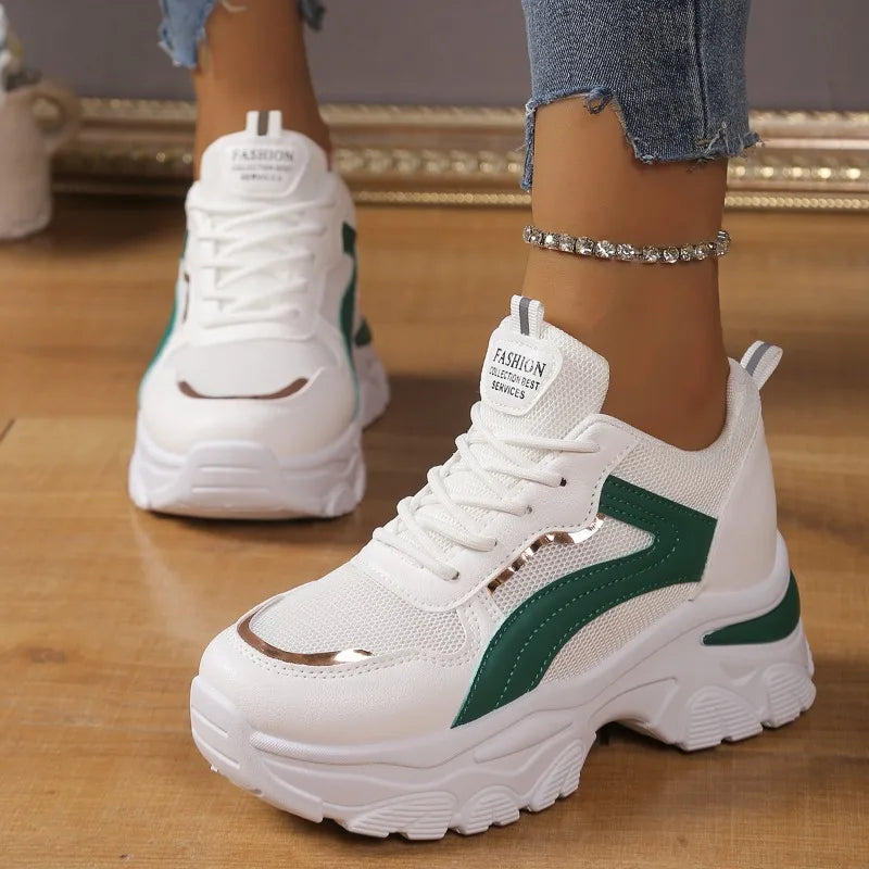 Women's Mesh Fabric Breathable Comfortable Vintage Sneakers 2026 Zpaxo green 1 35