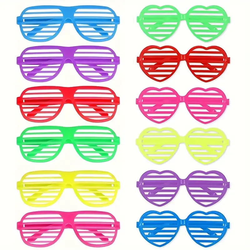 Neon Shutter Shadeds Glasses Vintage Plastic Heart Shades Sunglasses Zpaxo 12PCS