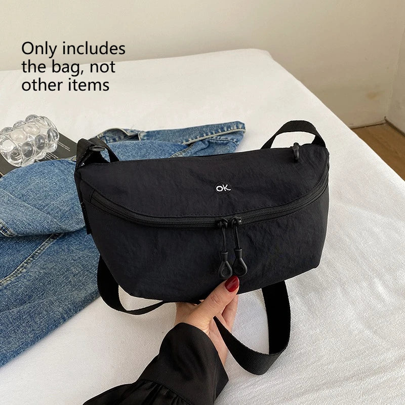 Soft Shoulder Cloth Bag Women's Bag Crossbody Bag Mobile Phone Cosmetics Fashionable Shoulder Bag Dumpling Bag Birthday Gift Zpaxo Black 18x18cm