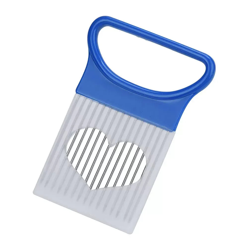 Effortlessly Slice Onions with this 1pc Colorful Onion Slicer Kitchen stainless steel potato chip onion holder Zpaxo blue