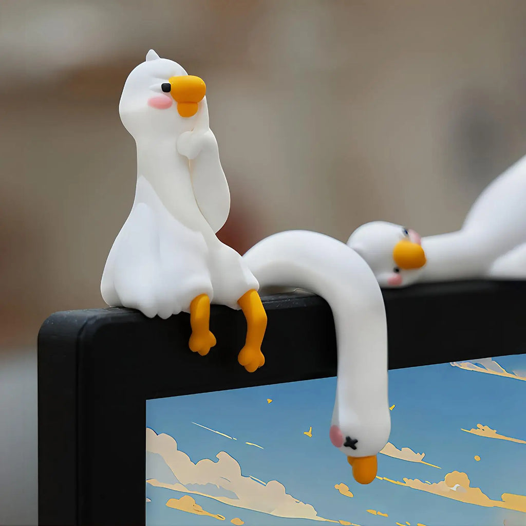 Computer Monitor Decor Figurines Geese Picture Frame Animal Sculpture