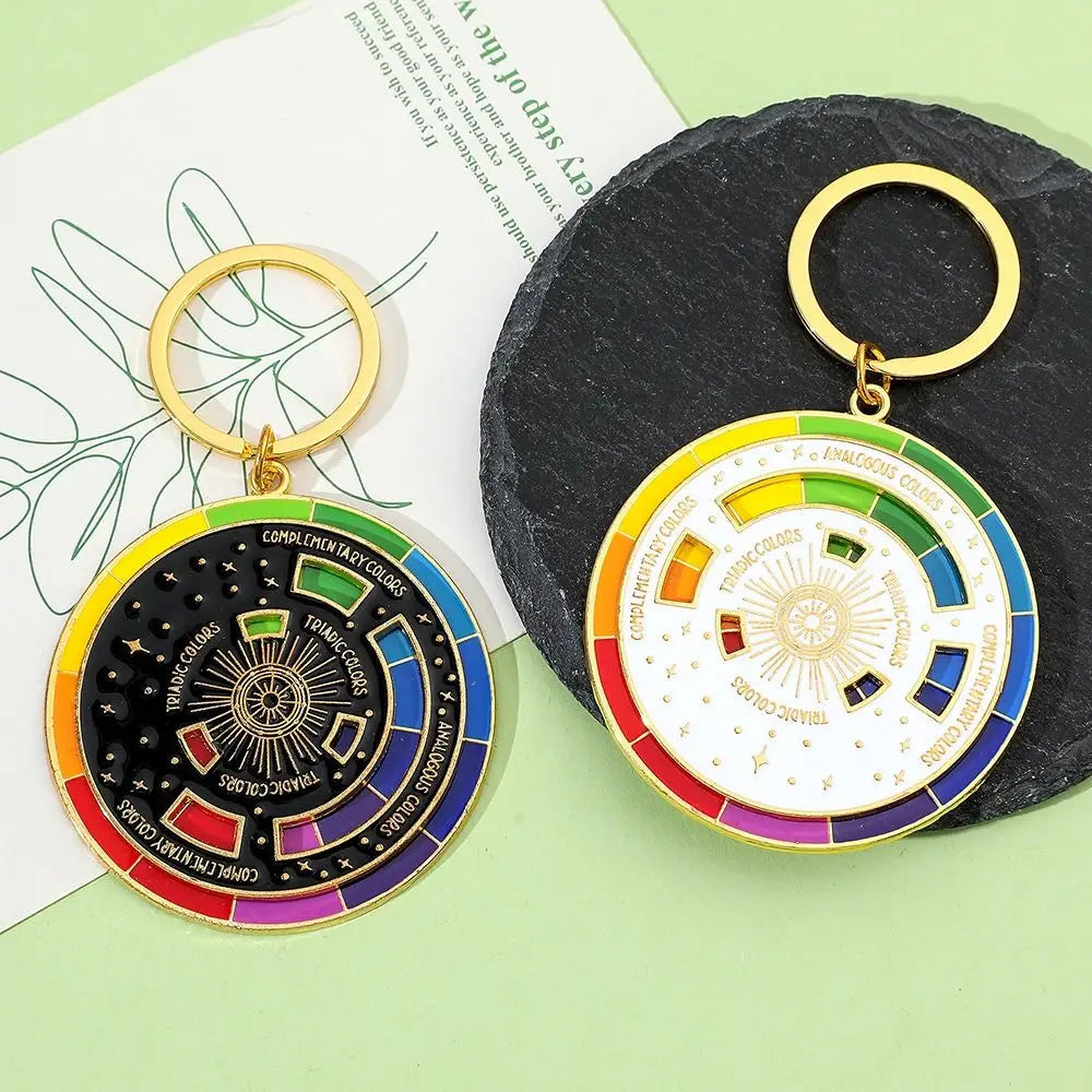 Color Wheel Spinning Color Compass Keychain Palette Rotatable Spinning Compass Metal Pendant Creative Metal Zpaxo