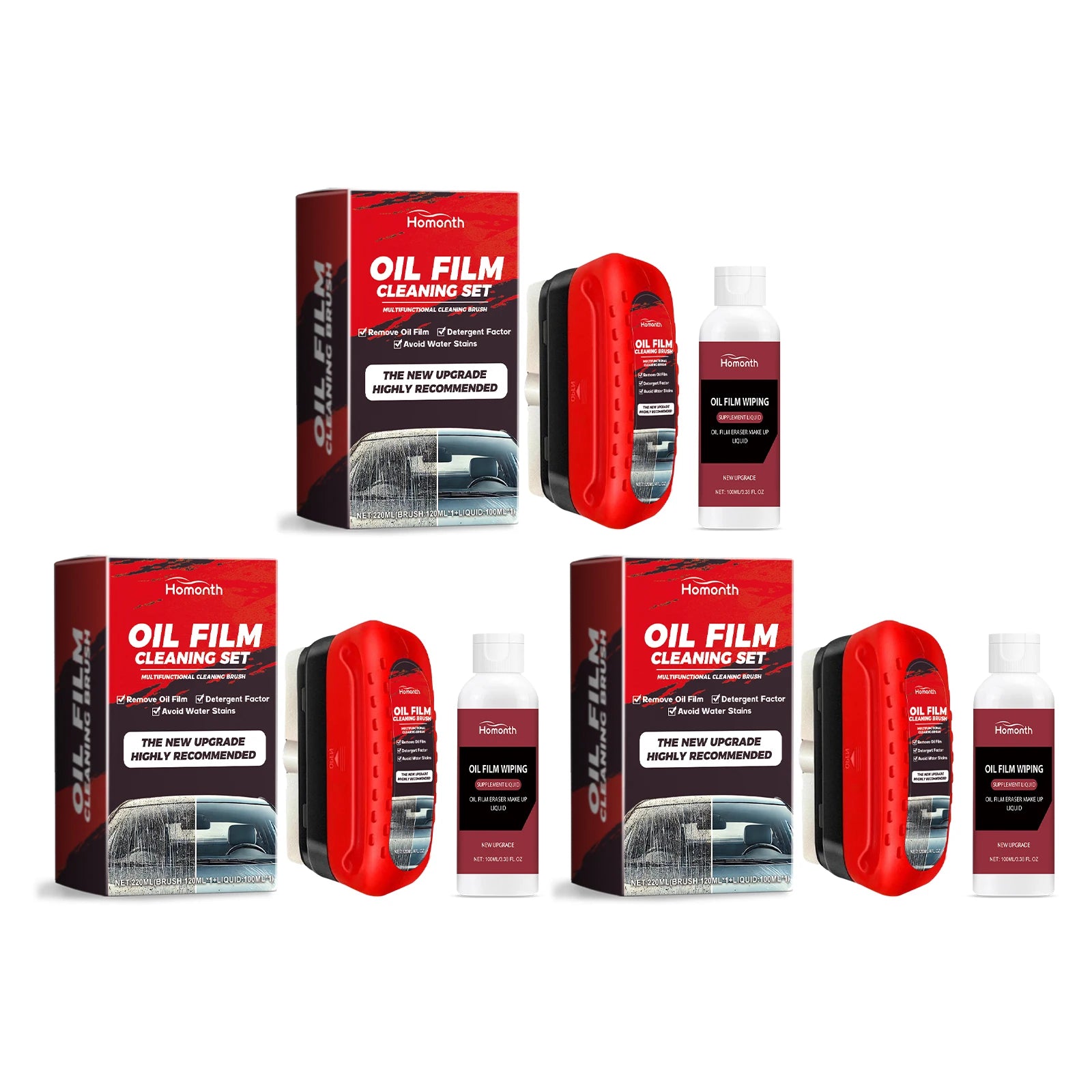 Homonth Car Windshield Oil Film Remover & Glass Coating Kit Glass Cleaning Kit Zpaxo 3sets boxed