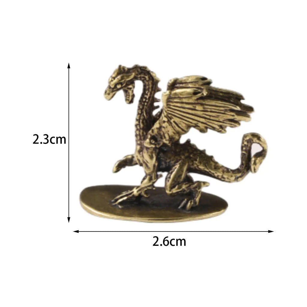 Brass Flying Dragon Figurine – Miniature Tea Pet Sculpture Dragon Figurine Zpaxo