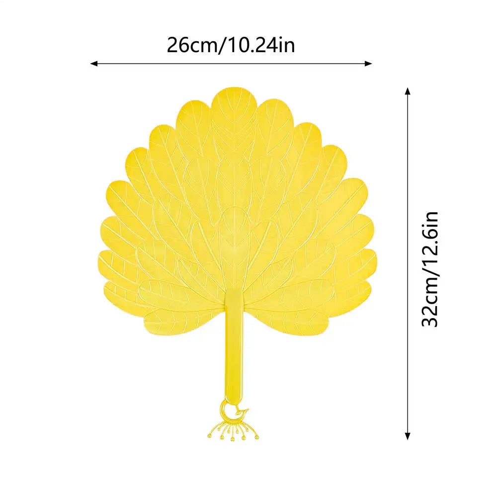 Artificial Palm Leaf Hand Fan – Portable Cooling & Decor Decorative Hand Fan Zpaxo Yellow