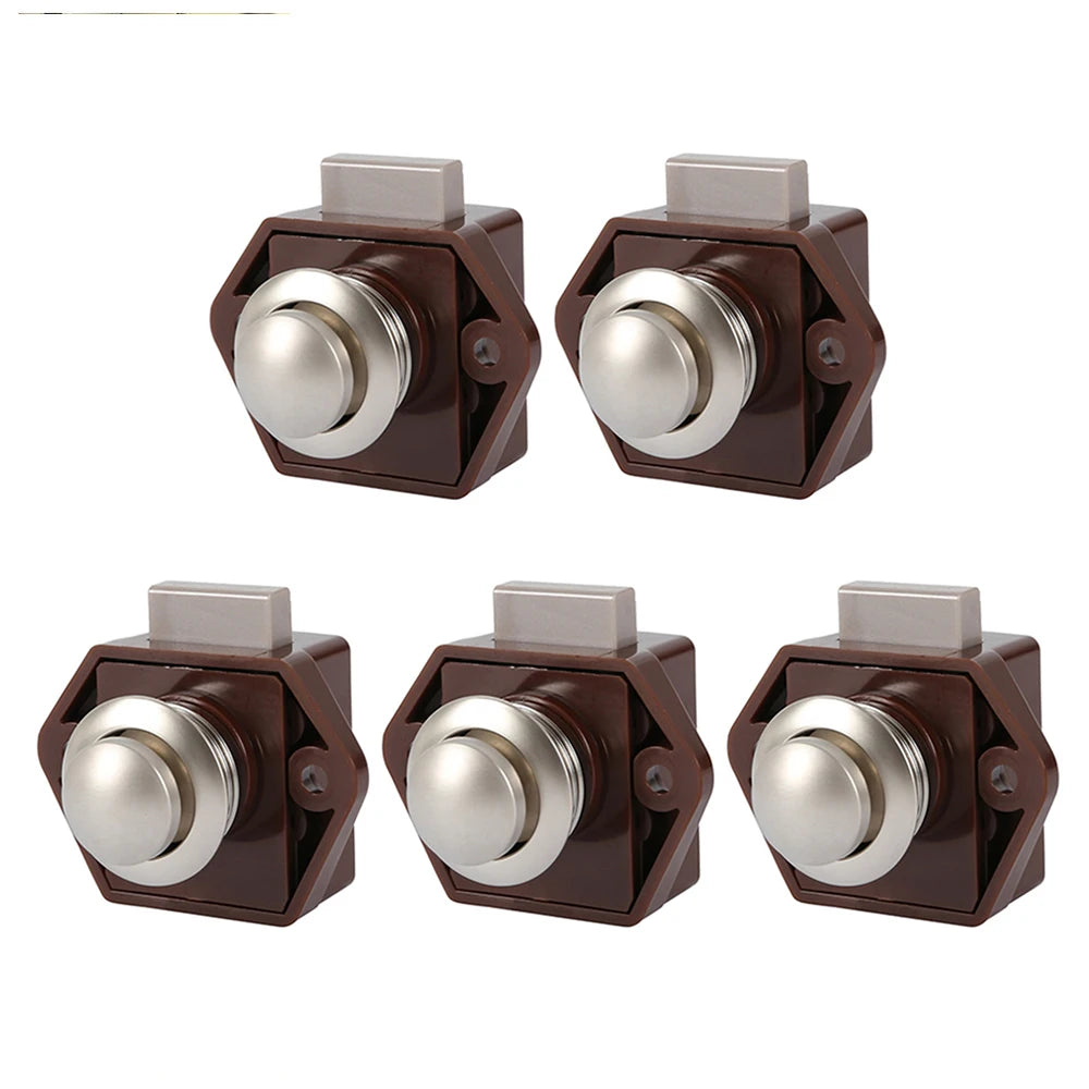 5-15 PCS 20mm Push Lock Campers Accessories set Furniture Hardware Button Locks RV Caravan Boat Drawer Latch Security Hardware Zpaxo 5pcs Brown