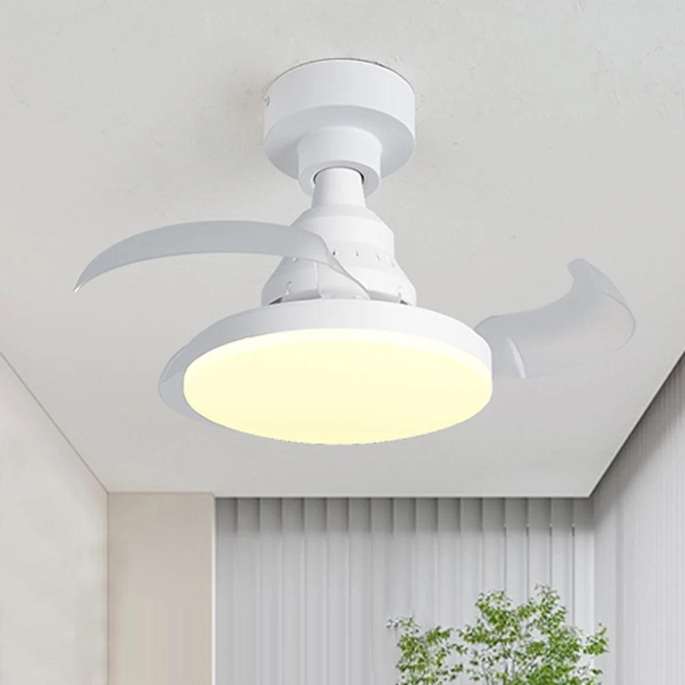 Portable Hanging Fan with LED Light Remote Control Cordless Fan 3 Gears Invisible Leaf Fan for Dining Room Bedroom Living Room Zpaxo