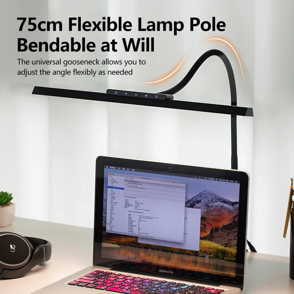 LED Full-Spectrum Eye-caring Desk Lamp with Flexible Gooseneck Stepless Dimming Flicker-Free Touch Control Desk Lamp for Home Zpaxo