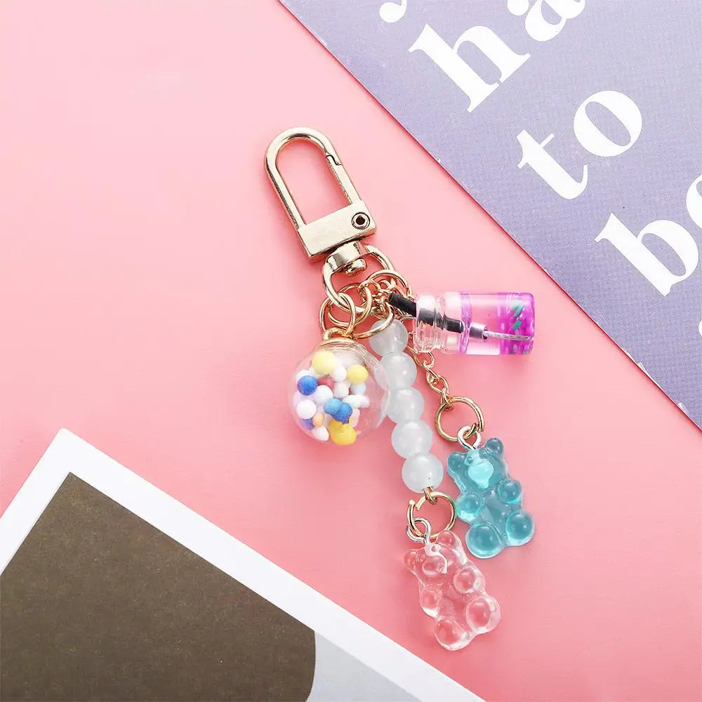 Cute Girls Acrylic Bag Pendant Floating Fruit Candy Fashion Accessories Keyholder Bear Key Chain Key Ring Zpaxo