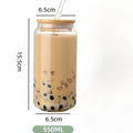 550ml High Temperature Resistant Straw Cup with Lid, Glass High Borosilicate Heat-resistant Glass Cup, Milk Tea Coffee Cola Cup Zpaxo 550ML with straw 450ML-550ML