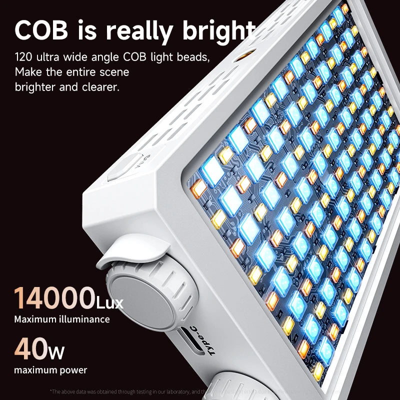 40W LED Camera Light 2500K-9000K Bi-color 4400mAh Video Lamp Handle