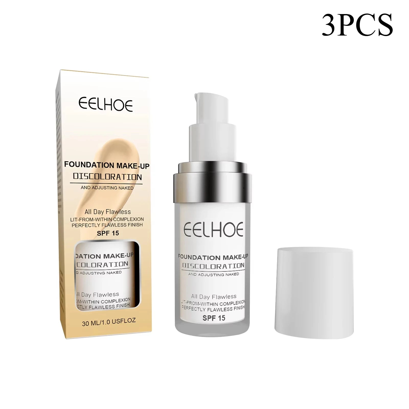 EELHOE Color Changing Foundation – Waterproof Full Coverage Liquid Foundation Zpaxo 3pcs
