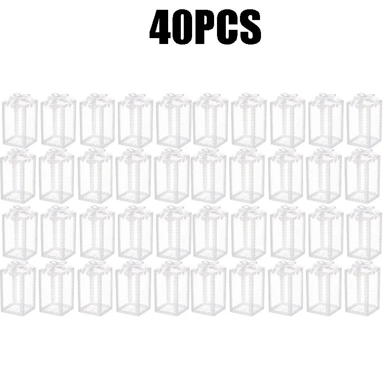 Clear PVC Plastic Candy Favor Box Transparent Container Wedding Zpaxo Transparent-40PCS 7x7x12cm