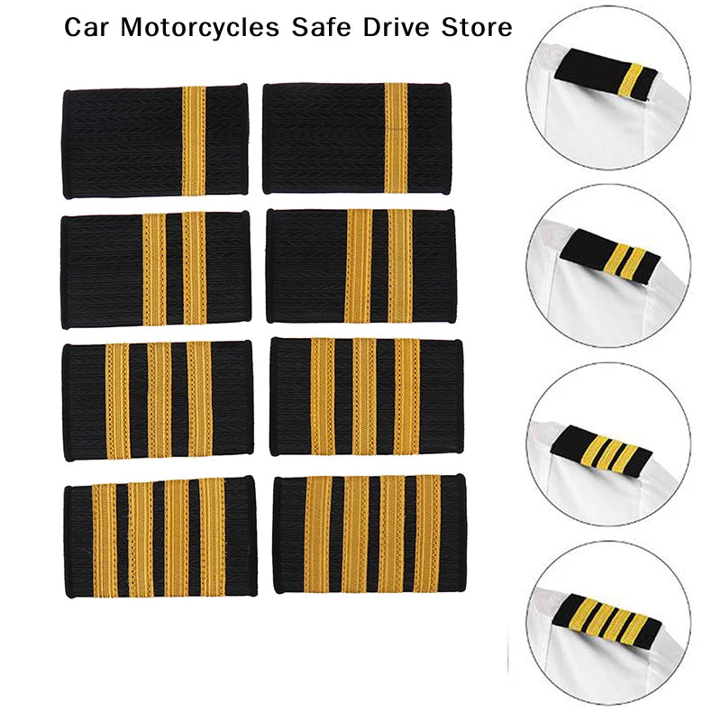 CM1 Pair Epaulettes Professional Uniform Epaulets Gold Stripe