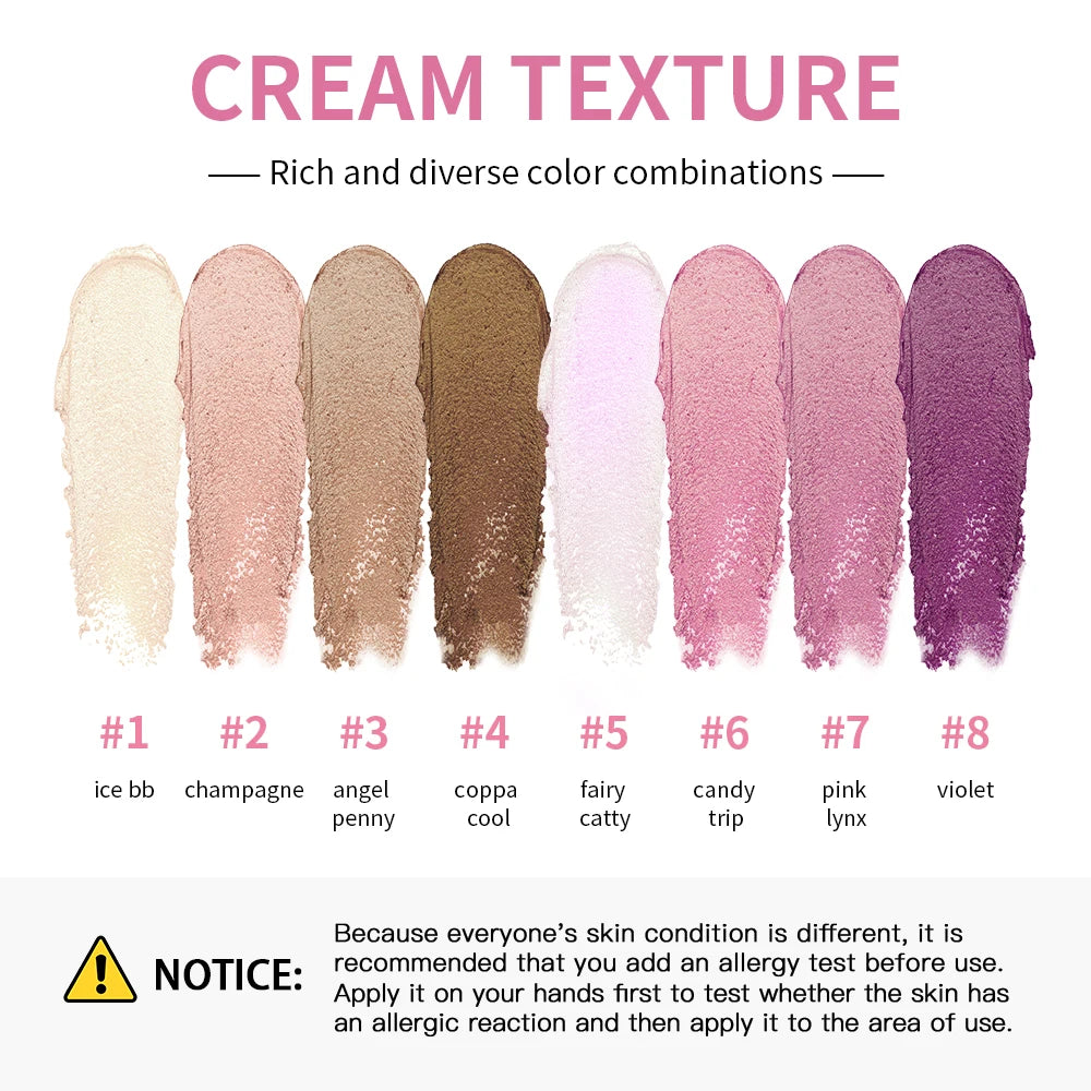 8-Color Cream Highlighter Palette – Bronzer, Blush & Glow Makeup Cream Highlighter Palette Zpaxo