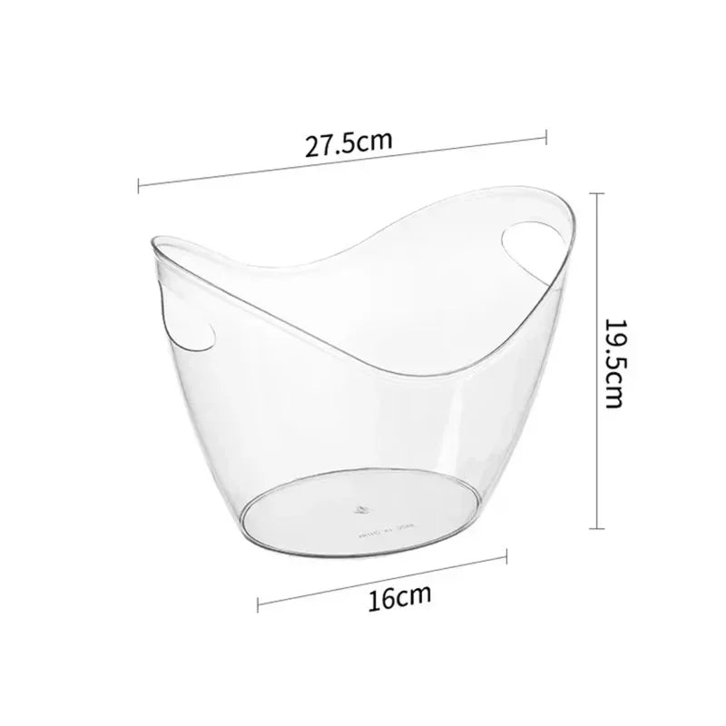 4L Large Capacity Ice Bucket for Home Use Beer Champagne Red Wine Outdoor Picnic Fruit Storage Basket, Transparent Ice Bucket Zpaxo