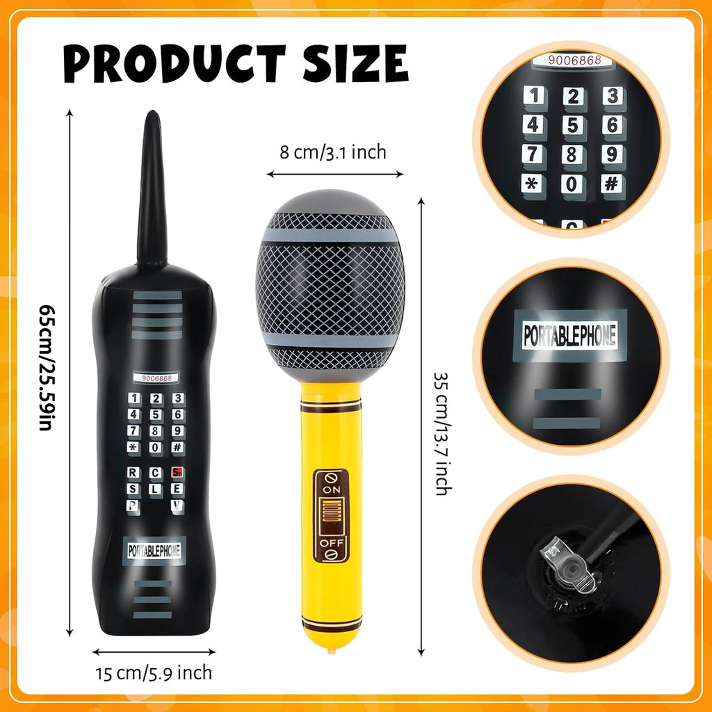 Inflatable Phone Radio Microphone 80s 90s Party Decorations Hip-hop