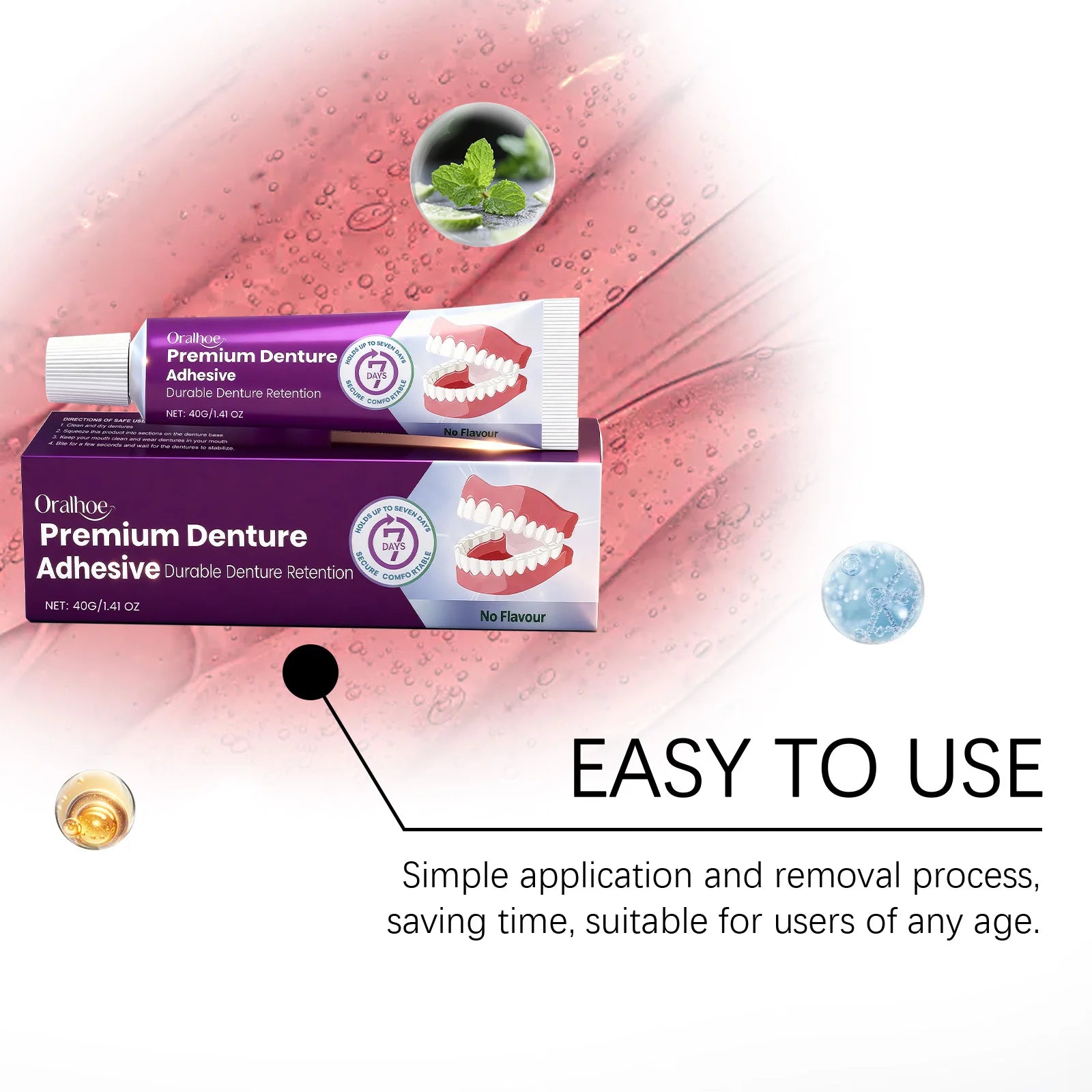 Denture Adhesive, Natural Fit,Comfortable Secure Hold, Long-Lasting & Gentle, Beautiful Smile Enhancement, Perfect for Daily Use Zpaxo