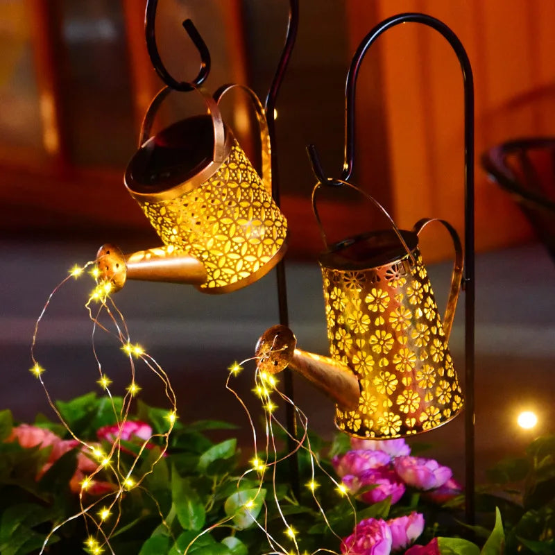 Solar Watering Lights Hanging Kettle Light String Metal Waterproof Zpaxo