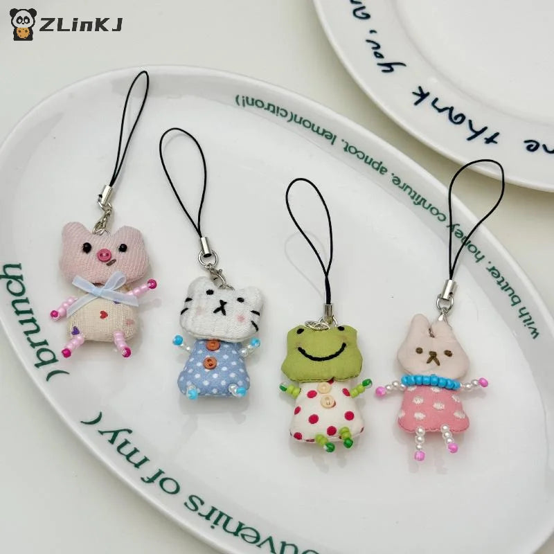 Cute Frog Pig Cat Pendant Keychain Women Simple Design Phone Rope Zpaxo