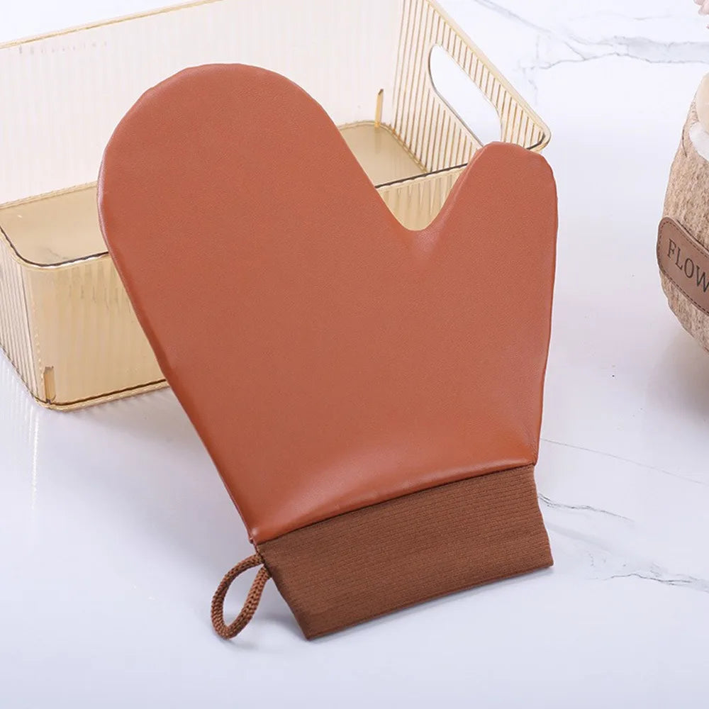 Leather Self-tanning Mitt Washable Quick Dry Tanning Glove Reusable Zpaxo Brown