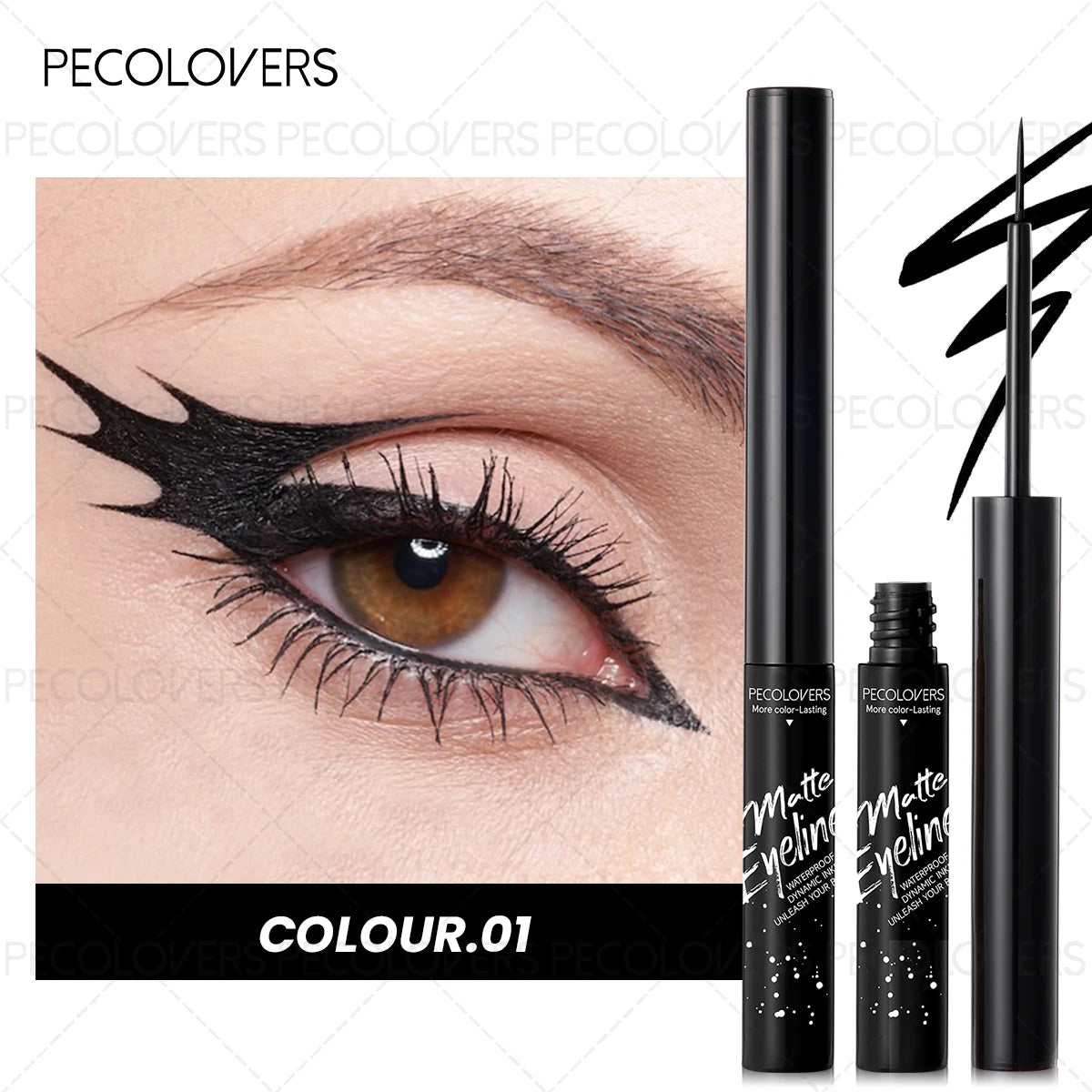 1PC Matte Colored Liquid Eyeliner Pen, Quick Drying, Smooth, Black/brown/blue, for A Charming Halloween Christmas Eye Makeup Zpaxo 01