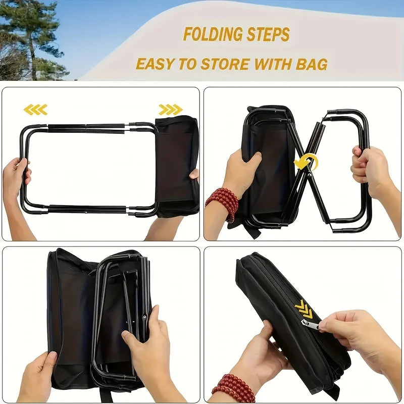 1pc Portable Folding Pencil Stool for Outdoor Picnic, Small Folding Stool for Camping and Fishing, Durable Iron Frame, Compact Zpaxo