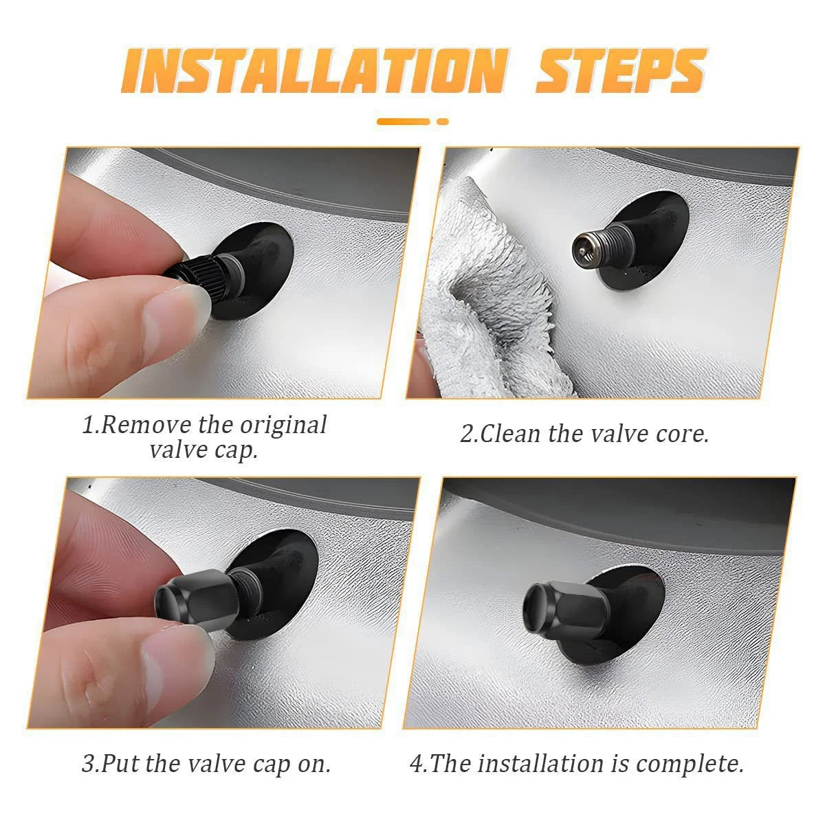 Aluminum Hex Tire Valve Stem Caps – Set of 4, Universal Fit