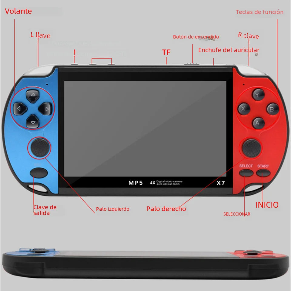 10000 Games X7 Retro Handheld Game Console with 4.3 Inch LCD Screen 8GB TF Card Built-in MP5 Video Game Classic Game Console Zpaxo