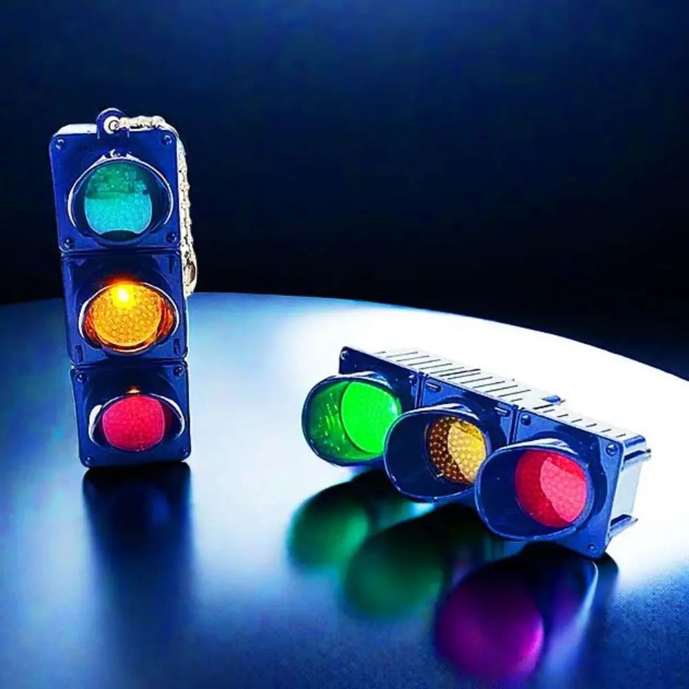 Plastic Traffic Light Key Chain Bag Pendant Glowing Charms Signal Light Pendant Car Keychains Jewelry Accessories 3D Key Ring Zpaxo