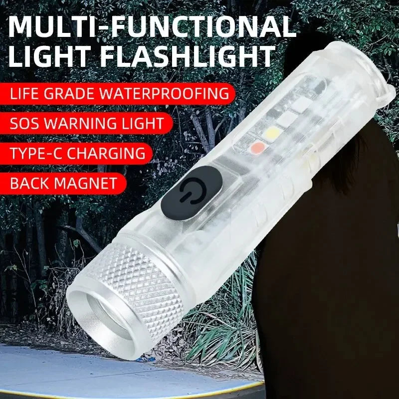 Mini USB-C LED Keychain Flashlight – 600LM Waterproof Multi-Mode