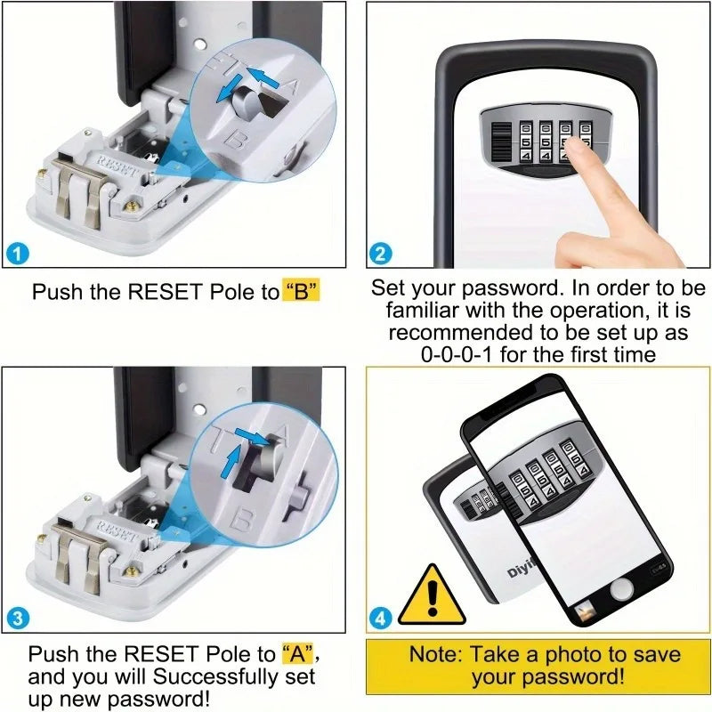 Ultra-secure Flip Key Safe Box Wall Mounted Storage Combination Lock