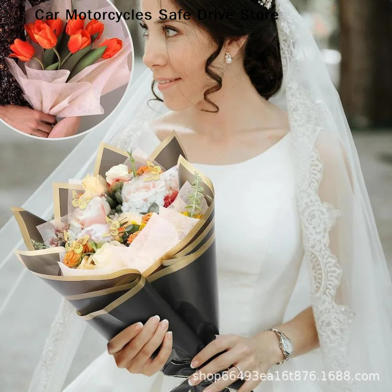 CM20 Sheets Gilt Edge Wrapping Paper Flowers Material Korean Birthday